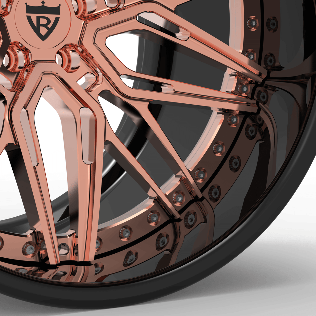 DEEP DISH 3-PIECE FORGED WHEELS RV-T081: ROSE GOLD RIMS