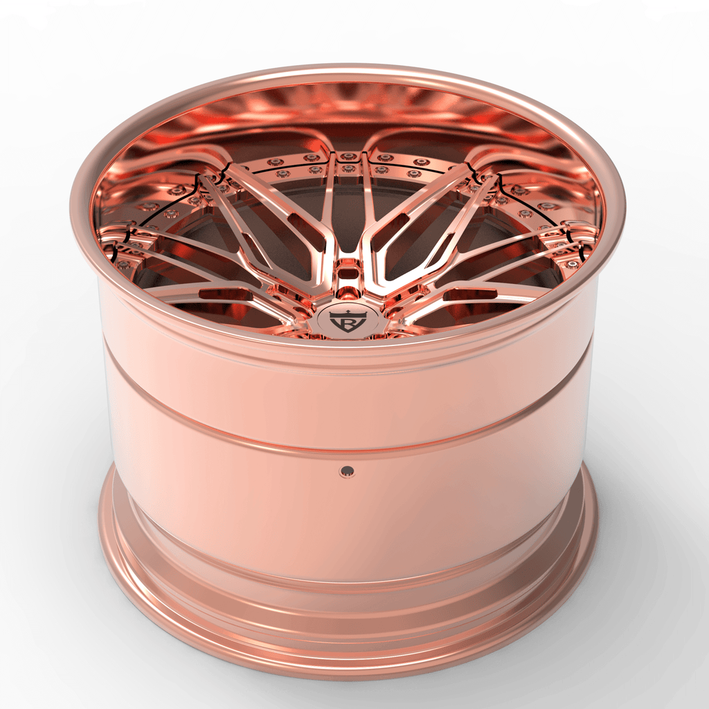 DEEP DISH 3-PIECE FORGED WHEELS RV-T081: ROSE GOLD RIMS