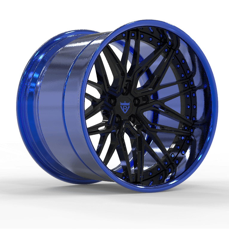 DEEP DISH CUSTOM FULLY FORGED 2-PIECE BLUE WHEELS: RV-T081