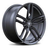 CUSTOM 1-PIECE FORGED 5 SPOKE WHEELS: RV-MF12 displayed in sleek black finish.
