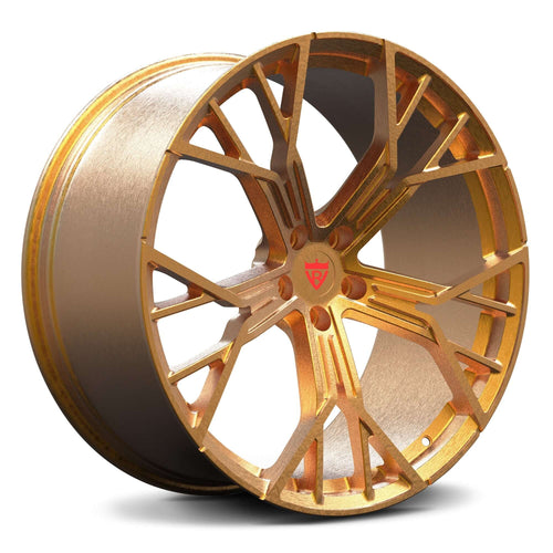 CUSTOM 1 PIECE FORGED WHEELS: RV-MB704 in gold finish for Corvette C7 custom wheels.