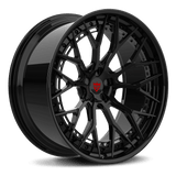 Custom 2-piece forged Audi RS wheels in black, featuring a deep concave profile for bold performance and style.
