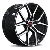 Side profile of RV-MV1202 custom forged rim in Black and Polished, showcasing the subtle concavity for Maserati platforms.