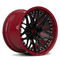 RVRN RV-C081 custom forged deep dish wheel black with red accents for Audi performance builds and aggressive street fitment