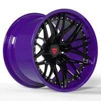 RVRN RV-C081 purple and black forged deep dish wheels for BMW inspired custom performance and widebody vehicle applications