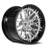 RVRN RV-C081 multi piece forged deep dish wheel in black and chrome for Mustang performance vehicles with lightweight forged construction