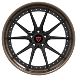 RVRN RV-DB082 forged 10 spoke Chevrolet Camaro wheels with gloss black spokes and bronze barrel, custom 2-piece lightweight performance wheel design