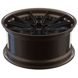 RVRN RV-DB082 custom forged 10 spoke Dodge Challenger SRT Hellcat wheels with gloss black spokes and bronze barrel, 2-piece performance wheel construction