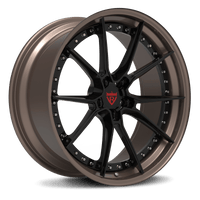 RVRN RV-DB082 custom forged 10 spoke Mustang wheels with gloss black spokes and bronze barrel, 2-piece lightweight performance wheels for Ford Mustang Shelby GT500 fitment