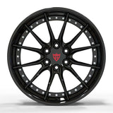 RVRN RV-DB082 custom 6 lug forged Dodge Viper wheels with multi spoke design, gloss black finish, deep dish profile and lightweight 2-piece construction