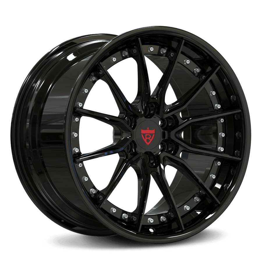RVRN RV-DB082 6 lug forged multi spoke Dodge Viper wheels in gloss black, custom 2-piece construction with deep dish styling and performance fitment