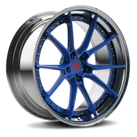 RVRN RV-DB082 forged Tesla rims featuring chrome and blue finish custom 10 spoke wheels for Tesla Model 3