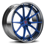 RVRN RV-DB082 forged Tesla rims featuring chrome and blue finish custom 10 spoke wheels for Tesla Model 3
