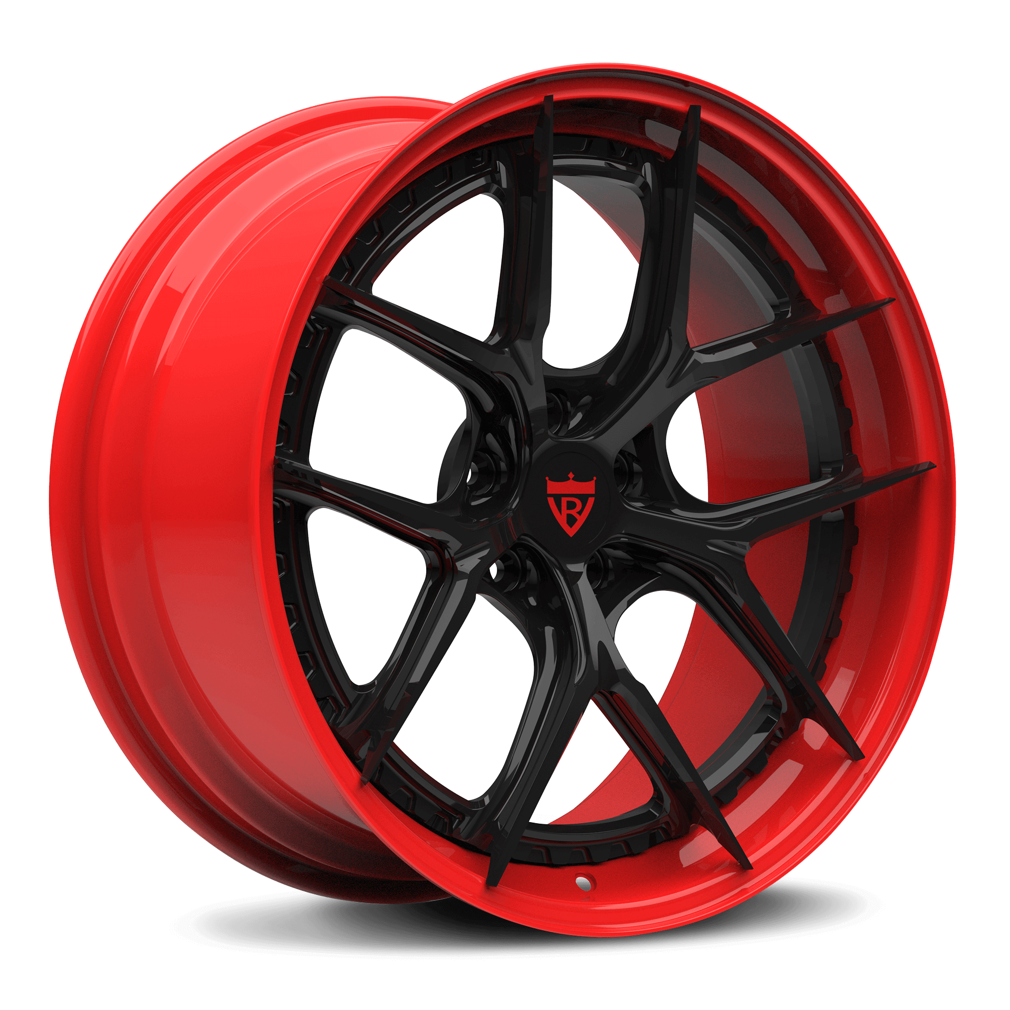 RVRN RV-DB179 custom 2-piece forged Y-spoke wheels for the Acura MDX Type S, featuring a bold red and black finish, lightweight forged construction, and a sporty design for a personalized luxury SUV build.