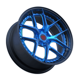 RVRN RV-DB179 Y spoke blue wheels for BMW M4, black barrel with blue spoke finish, custom forged 2-piece wheels with performance-focused fitment