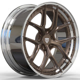 RVRN RV-DB179 BMW M4 Y spoke 2-piece forged wheels in chrome with bronze finish, custom lightweight performance wheel design