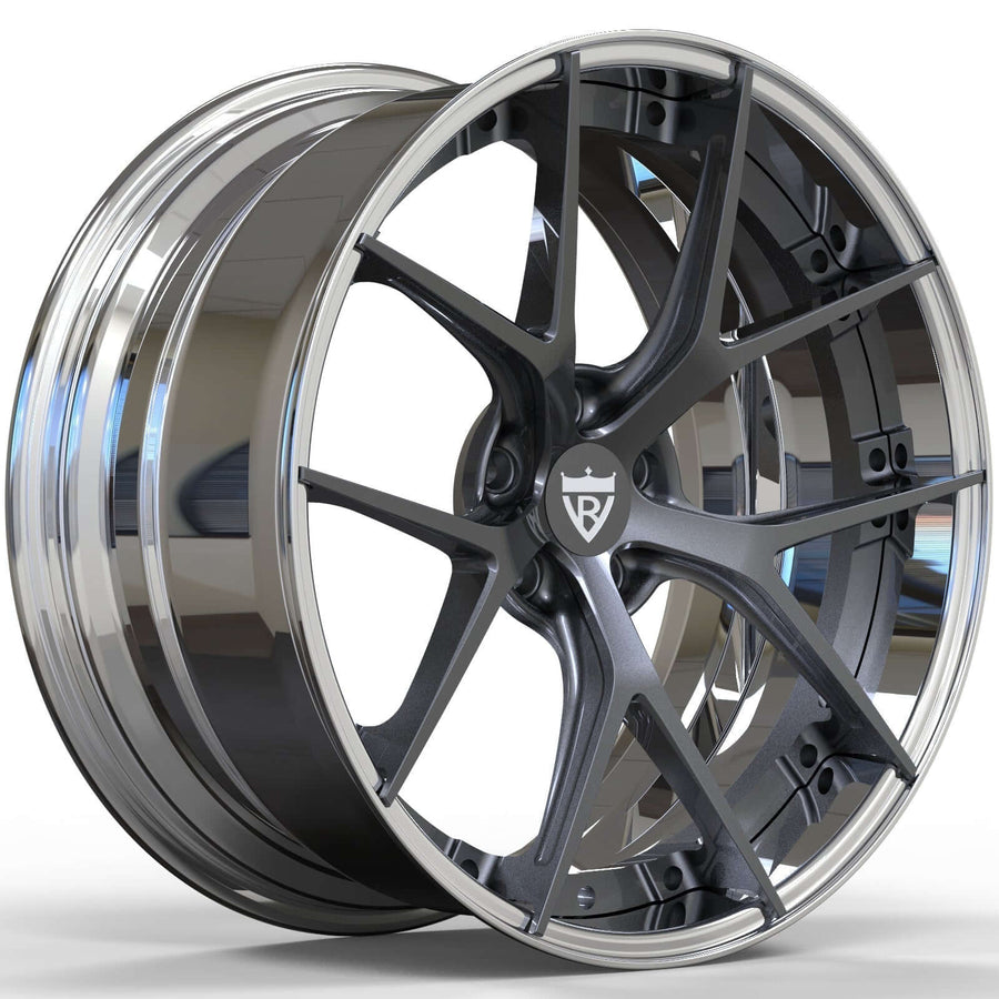 RVRN forged Mustang Dark Horse chrome wheels with modern Y spoke performance design
