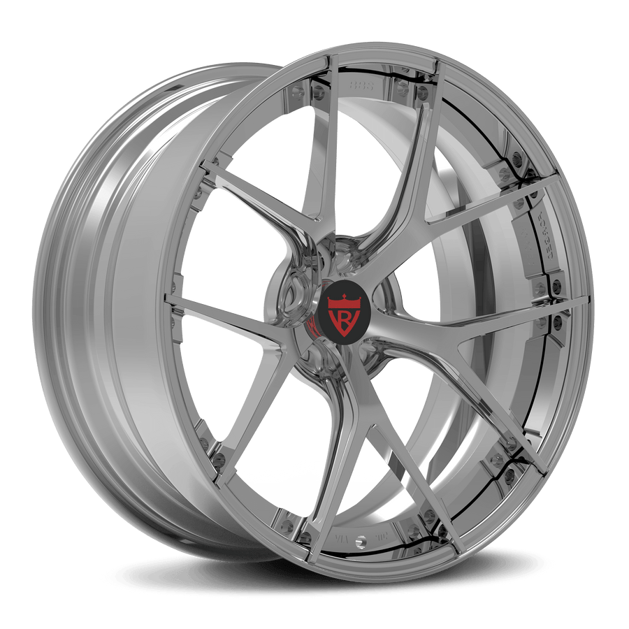 RVRN RV-DB189 custom forged Y spoke chrome wheels for Ford Mustang performance builds