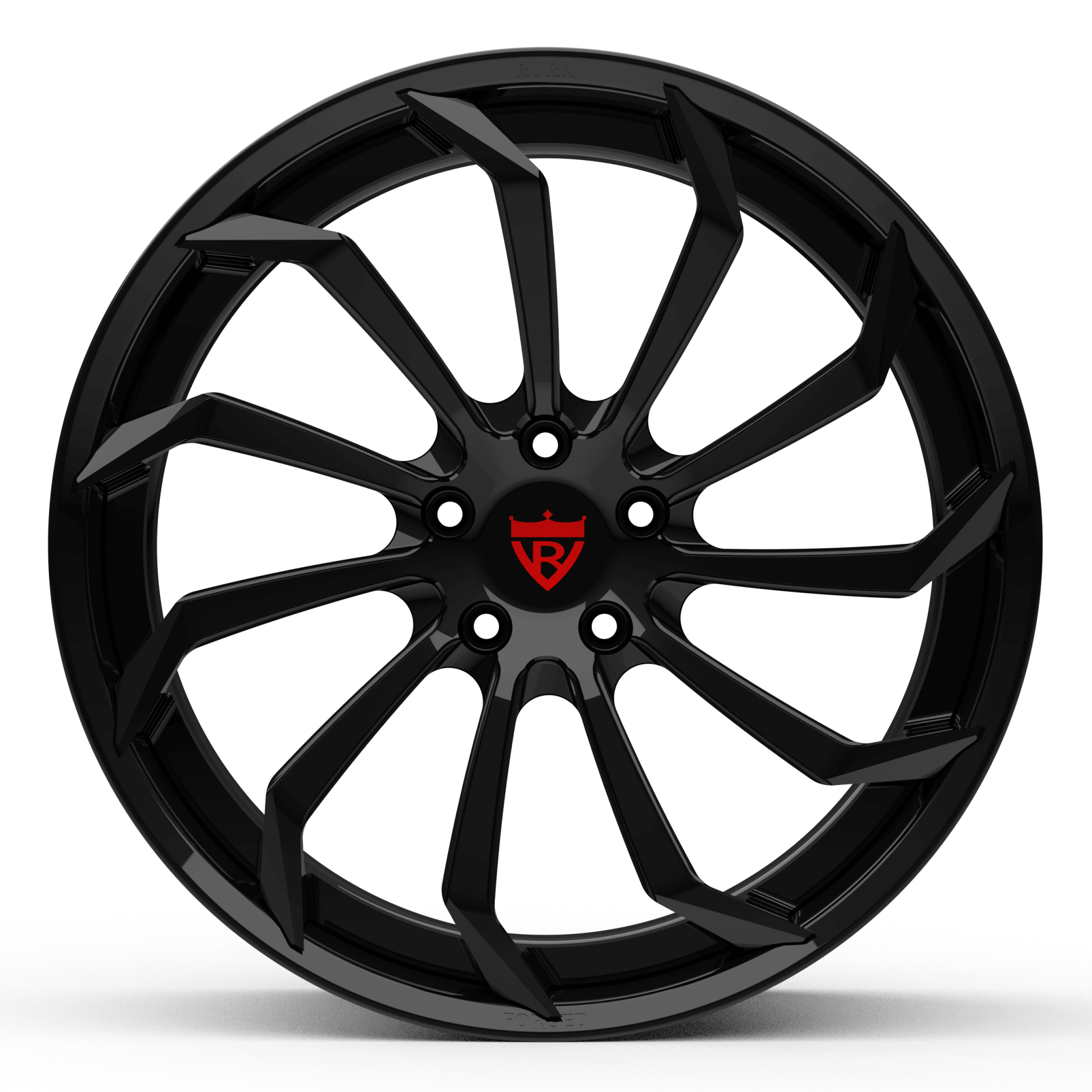 RVRN RV-DC01 Corvette C8 rims finished in gloss black, custom forged wheel built for performance-oriented applications