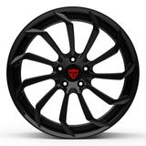 RVRN RV-DC01 Corvette C8 rims finished in gloss black, custom forged wheel built for performance-oriented applications