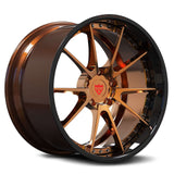 RVRN RV-DC02 forged 10 spoke deep dish wheels for Mercedes-AMG GT R with polished bronze spokes, dark bronze barrel and gloss black lip, fully customized 2-piece design