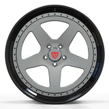 RVRN RV-DC03 custom forged old school wheel for 1967 Pontiac GTO in chrome with black, featuring a classic 5 spoke design, 2-piece forged construction, and custom sizing for a precise fit.