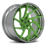 RVRN RV-DF041 Corvette C8 forged directional wheel with chrome and green custom finish