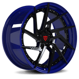 RVRN RV-DF041 custom forged directional wheel for Corvette C8 Z06 in black with blue finish