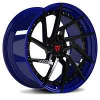 RVRN RV-DF041 custom forged 2 piece blue Tesla wheels with lightweight multi spoke performance design for Tesla Model S builds