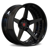 RVRN RV-DF14 deep dish forged wheels for Dodge Charger SRT Hellcat with black finish and red screws