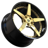 RVRN custom Corvette C8 forged 5 spoke wheels black and polished frozen gold premium forged aluminum