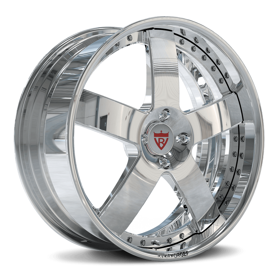 RVRN RV-DF93 custom forged 2-piece 5 spoke chrome wheel for 1967 Chevrolet Camaro SS, classic old school wheel design with lightweight forged construction and vehicle-specific fitment.