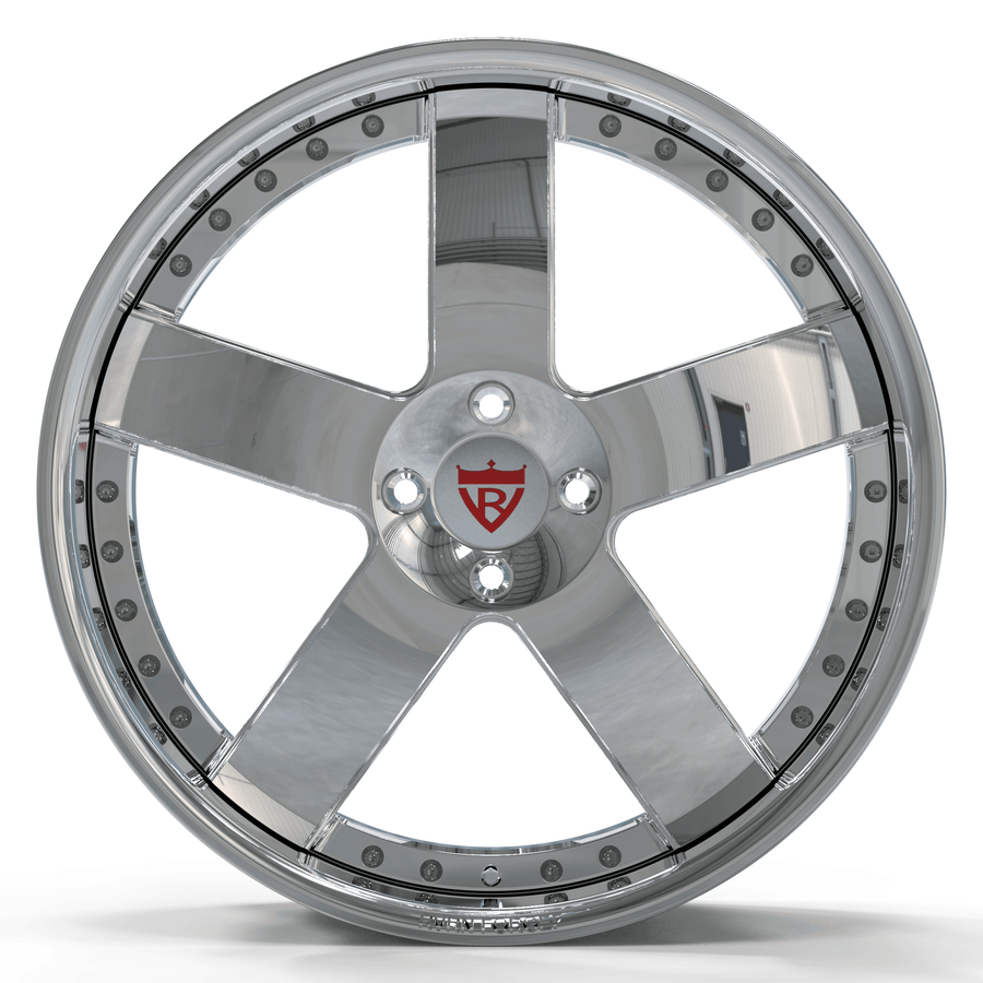 RVRN RV-DF93 classic Corvette forged wheel featuring a timeless 5 spoke chrome design for 1963-1967 Chevrolet Corvette C2, custom old school wheels with precise fitment and premium forged construction.