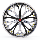 Side profile of RVRN RV-DL09 custom forged Lincoln rims showing multi-spoke geometry, deep concave design, and performance-oriented structure.