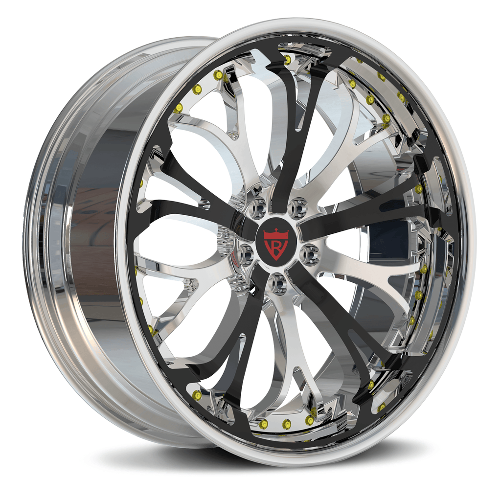 Custom Rv Rims RV-DL09 Custom Forged 2-Piece Lincoln Rims | Chrome Black Wheels – RVRN ...