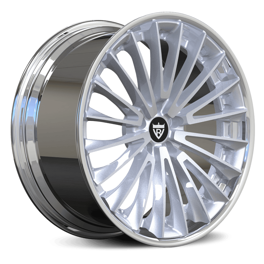RVRN RV-DM079 custom forged multi spoke wheels in chrome and polished silver for Mercedes AMG GT, premium Mercedes AMG wheels designed with custom fitment and luxury performance styling