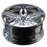 RVRN RV-DP01 forged 5 spoke McLaren 720S wheels with polished spokes, chrome barrel, deep lip profile, and custom performance fitment