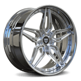RVRN RV-DP01 forged 5 spoke Porsche Cayman wheels with chrome barrel and polished spokes, custom deep lip 2-piece design