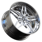 RVRN RV-DP01 forged 5 star Porsche Cayman wheels with polished spokes and chrome barrel, custom 2-piece deep lip wheel design