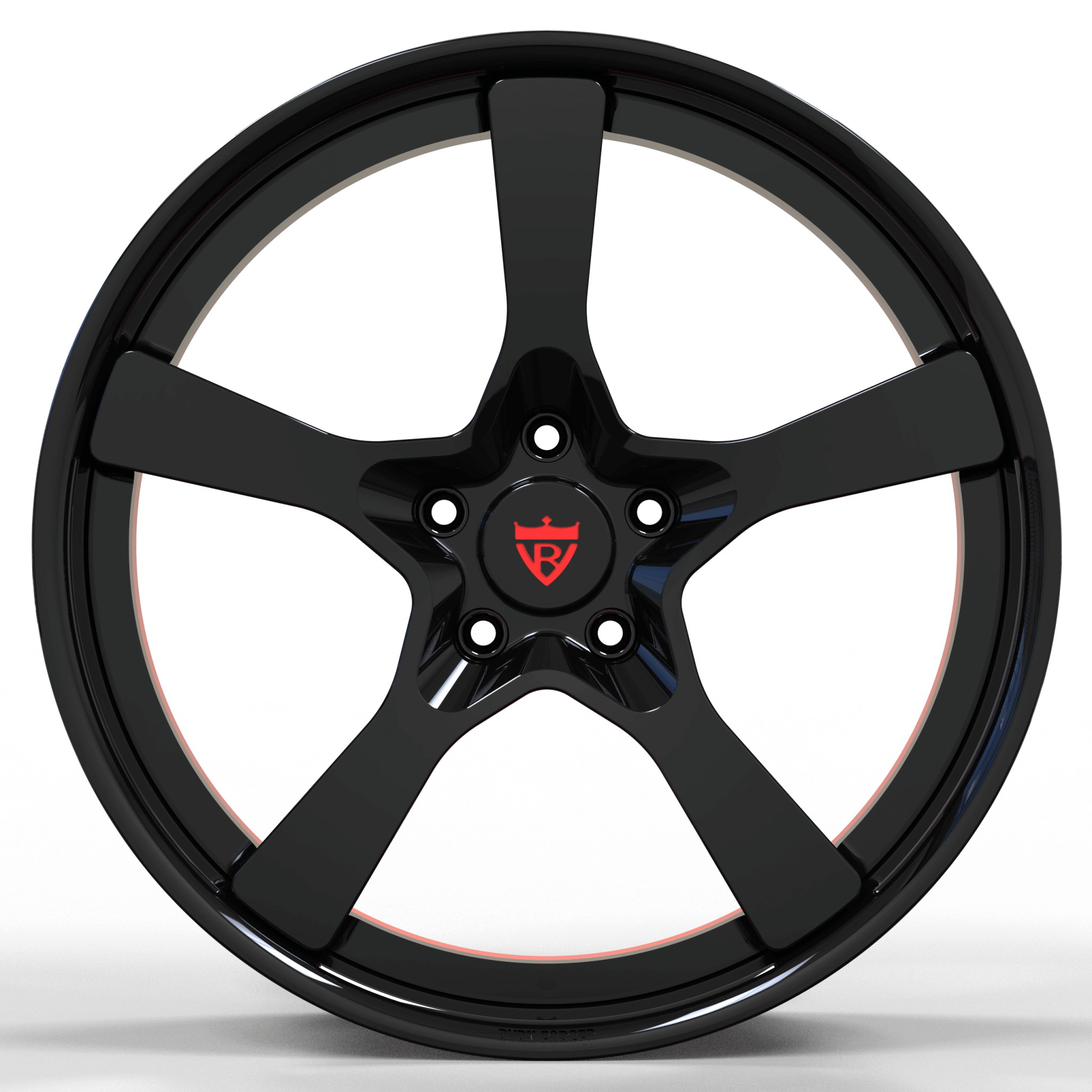 RVRN RV-DP223 custom forged 5 spoke wheels for Aston Martin Vantage in black with red finish