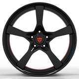 RVRN RV-DP223 custom forged 5 spoke wheels for Aston Martin Vantage in black with red finish