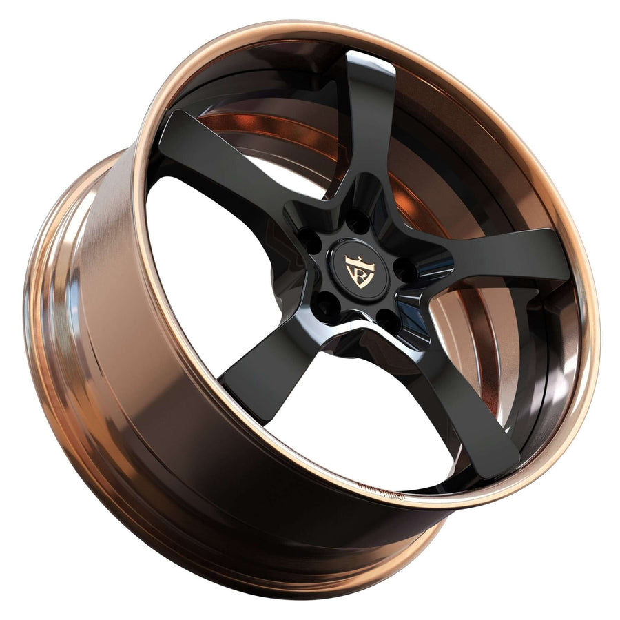 RVRN RV-DP223 custom forged 5 spoke Porsche 911 wheels in copper with black, designed for performance fitment