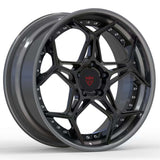 RVRN RV-DR01 forged deep dish Corvette C8 Z06 wheel in black with gunmetal, custom 2-piece performance wheel design