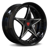 Black deep dish RV-DR02 rims, star design lightweight forged wheel structure