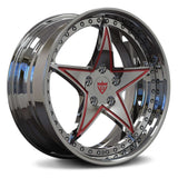Chrome forged star wheels RV-DR02, classic performance wheel design with deep dish styling
