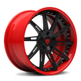 RVRN RV-DR06 custom forged 2-piece multi-spoke wheels for Corvette C7 in red and black, 18-24 inch performance fitment with design your own wheels options