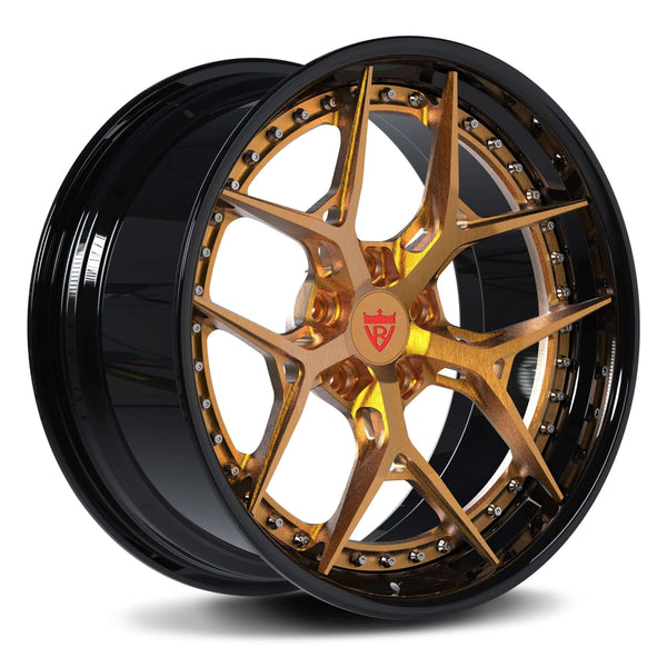 RVRN Wheels RV-DR08 forged step lip Y-spoke black and copper wheels for 1969 Camaro custom build