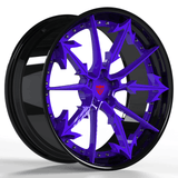 RVRN RV-DR082 forged Maserati Quattroporte wheels in black and purple finish with custom 10 spoke design