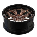 RVRN RV-DR08D 6 lug forged Viper rims with black and rose gold finish, custom fitment wheel designed for maximum visual depth and performance