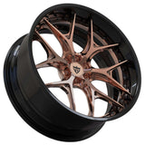 Black and rose gold RVRN RV-DR08D deep dish forged wheel featuring aggressive concavity and premium custom forged engineering